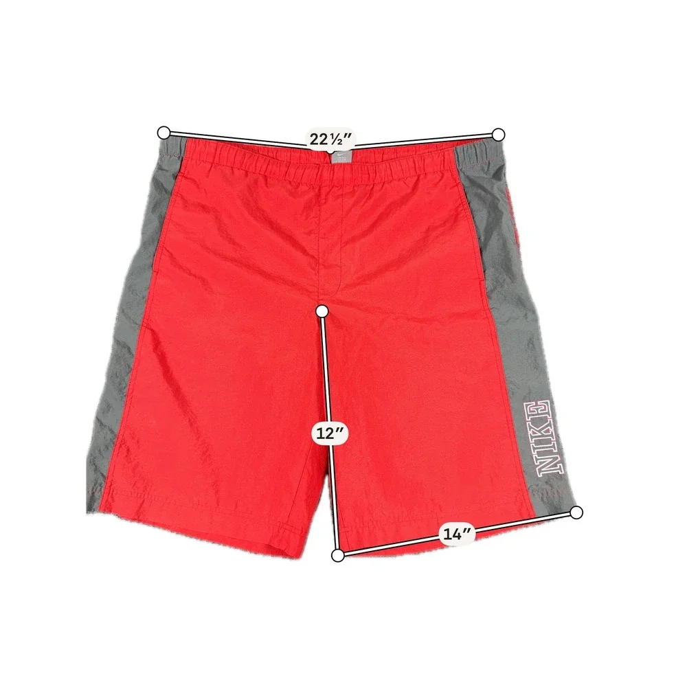 Nike Swim Trunks Board Shorts Mesh Lined Red‎ Grey XXL Sportswear Y2K